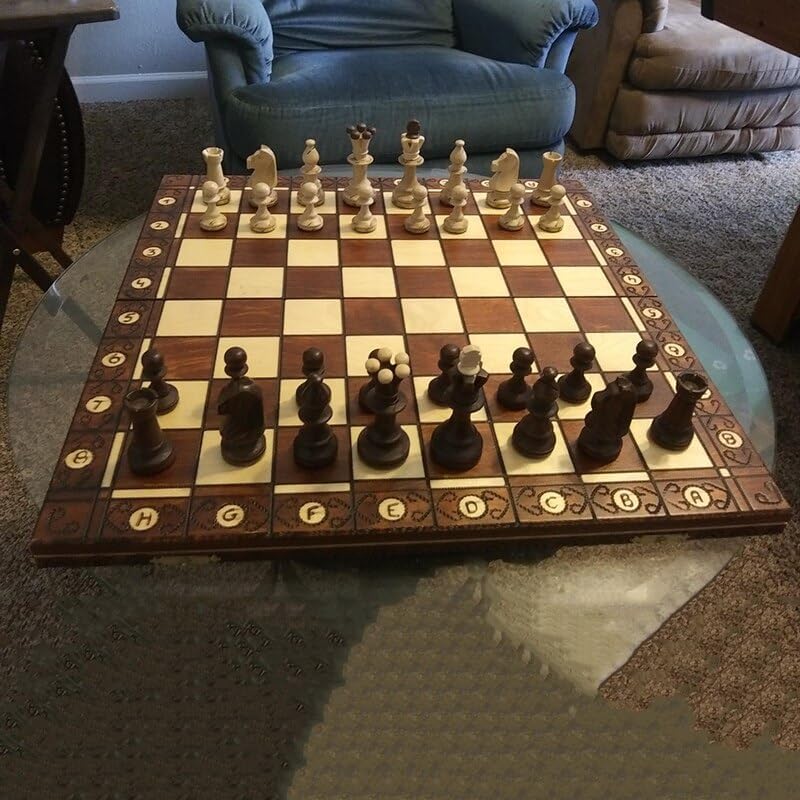 GAENZA Nuevo juego de ajedrez profesional, juego de ajedrez de madera plegable con piezas de ajedrez y ranuras de almacenamiento, juegos de mesa