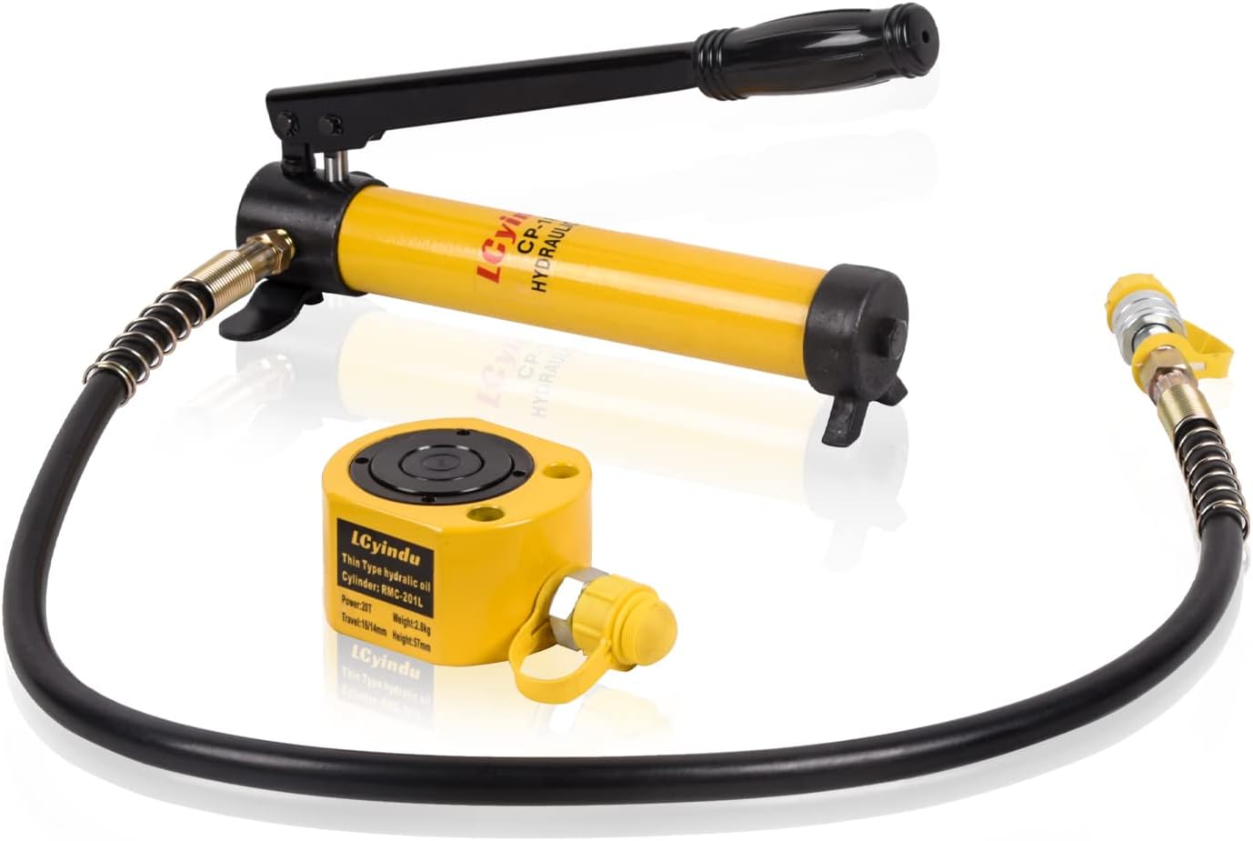LCyindu Kit de gato de cilindro hidráulico Stoke de múltiples secciones 20T RMC-201L carrera de 1.06 pulgadas + CP-180 400cc bomba manual hidráulica