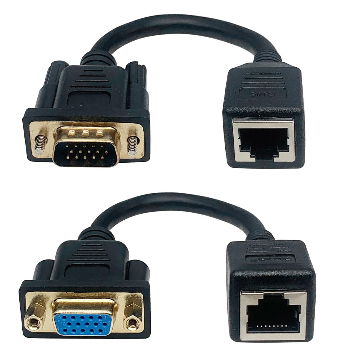 Cable de extensión VGA a RJ45 hembra, VGA de 15 pines macho hembra a RJ45 CAT5 CAT6 Ethernet LAN para video multimedia y extender la distancia de
