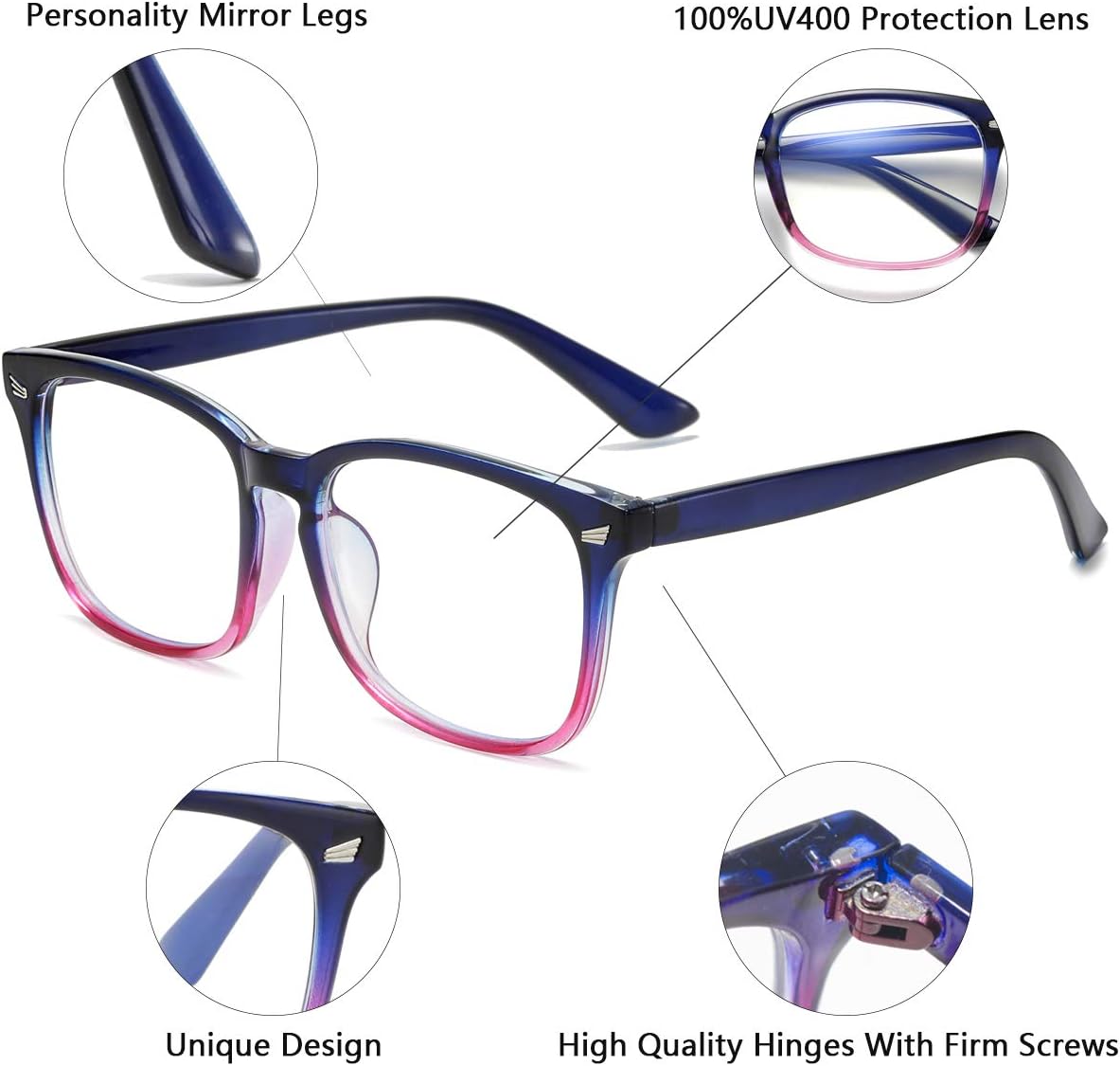 Gafas cuadradas antiluz azul para protección ocular mejorada con bloqueo de luz azul para mujeres y hombres
