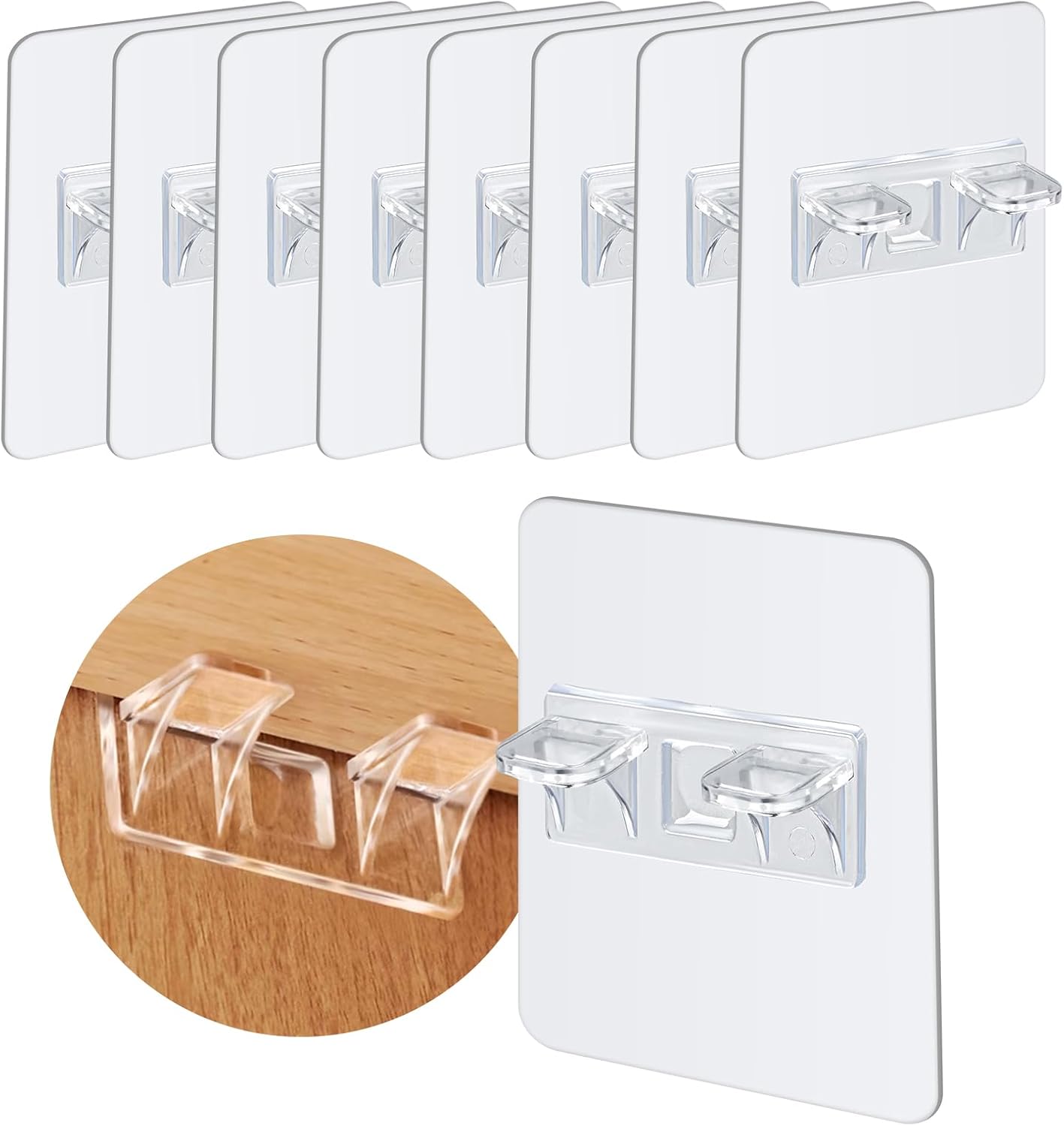 Paquete de 8 soportes adhesivos para estantes sin perforación, sin perforaciones, soportes autoadhesivos para estantes de cocina, libros, armarios,