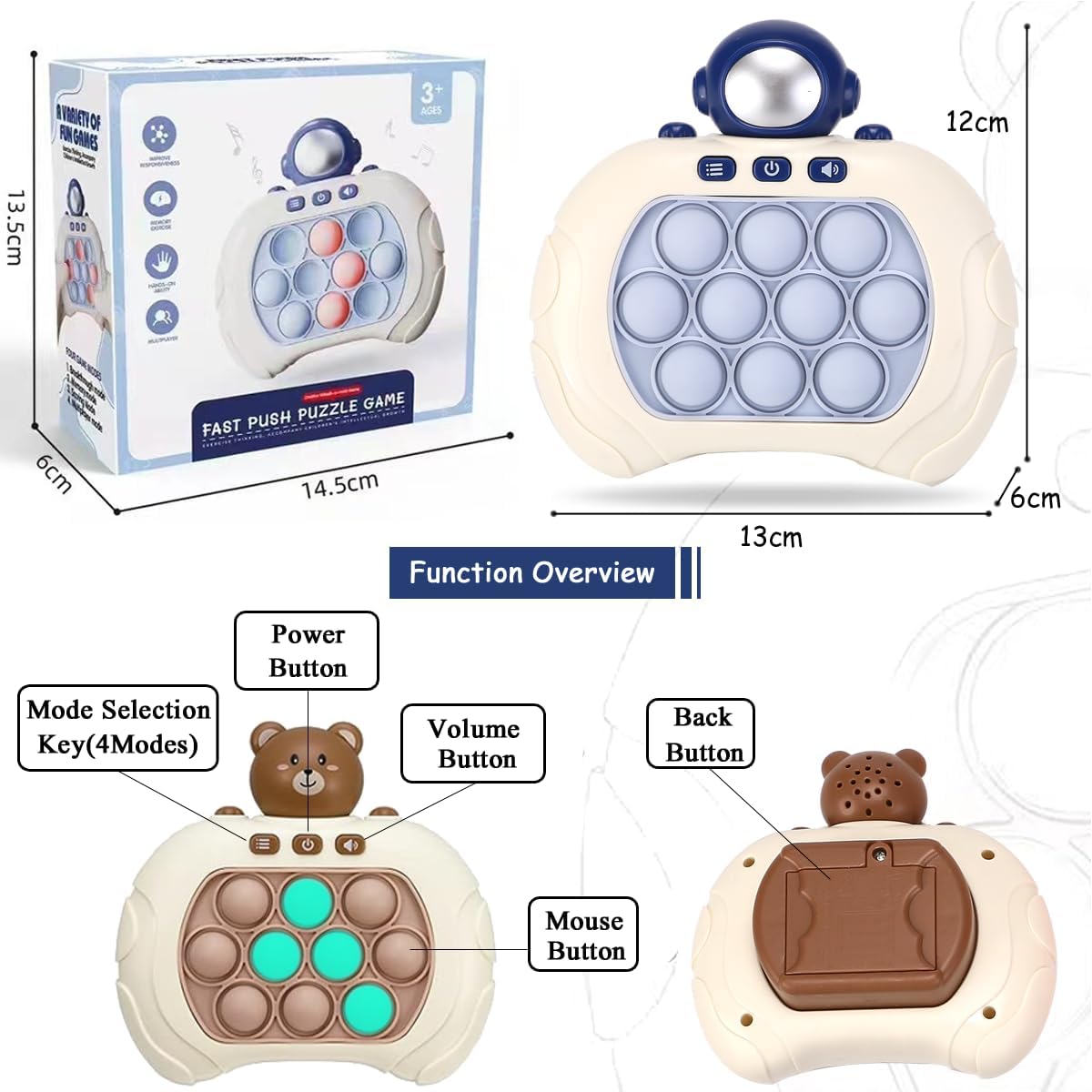 Juego de burbujas de empuje rápido para niños y adultos, mini juego de empuje de velocidad rápida, juguete para aliviar el estrés para niños, niñas,