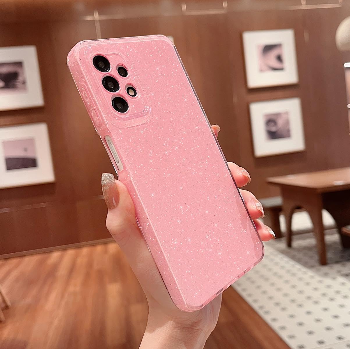 MINSCOSE Funda compatible con Samsung Galaxy A32 5G, bonita funda delgada con purpurina fina, a prueba de golpes, de TPU para mujeres y niñas, para