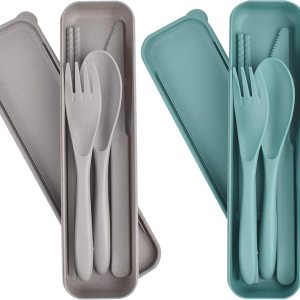 Travel Utensils with Case, 2 Sets Wheat Straw Cutlery Set, Camping Utensils for Lunch Box, Reusable Plastic Utensil Set Knife Spoon Fork Chopsticks, Travel Utensils with Case, 2 Sets Wheat Straw Cutlery Set, Camping Utensils for Lunch Box, Reusable Plastic Utensil Set Knife Spoon Fork Chopsticks,