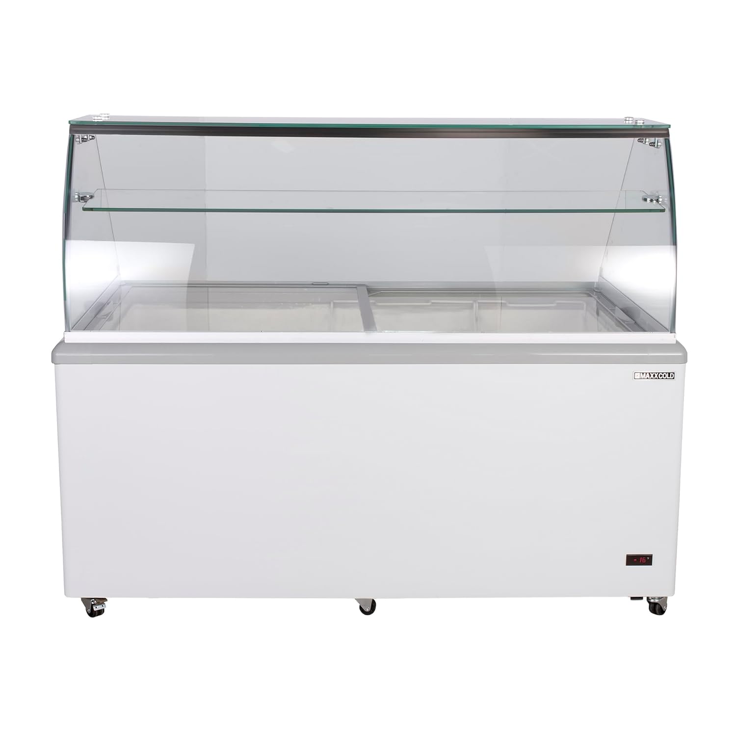 Maxx Cold MXDC-12 – Congelador comercial de helados con vidrio curvo, capacidad para hasta veintidós (22) tinas de sabor, 70 pulgadas, color blanco