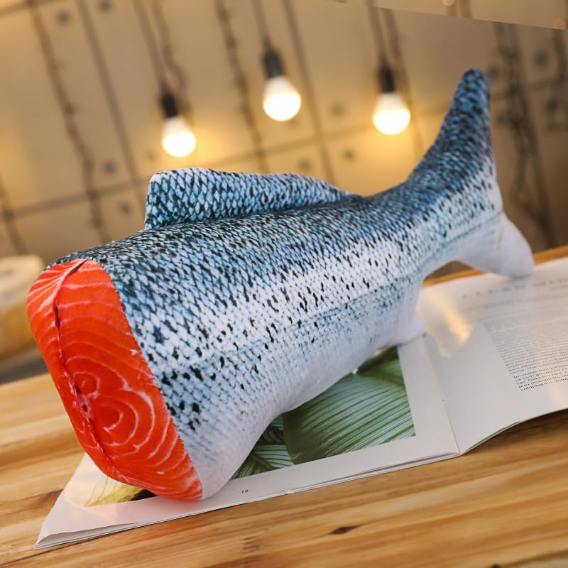 JULAN Almohada gigante de felpa de carpa de 23.6 pulgadas, almohada de peluche suave de carpa para niños, juguetes de peluche de anime de peces 3D,