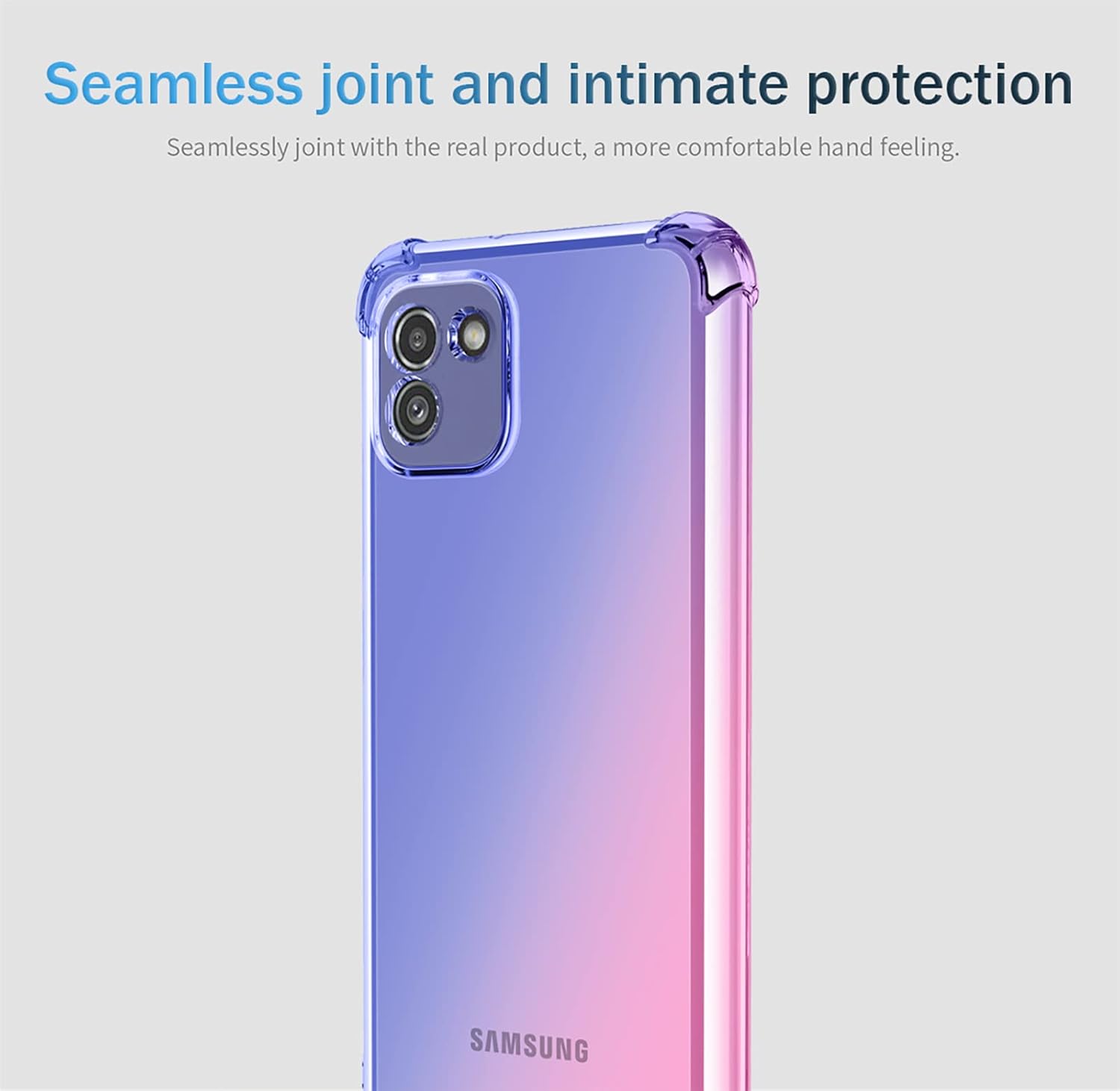OEURVQO Funda transparente para Galaxy A03 Samsung A03 SM-A032F, transparente, lindo, degradado, colorido, delgado, suave, TPU, a prueba de golpes,
