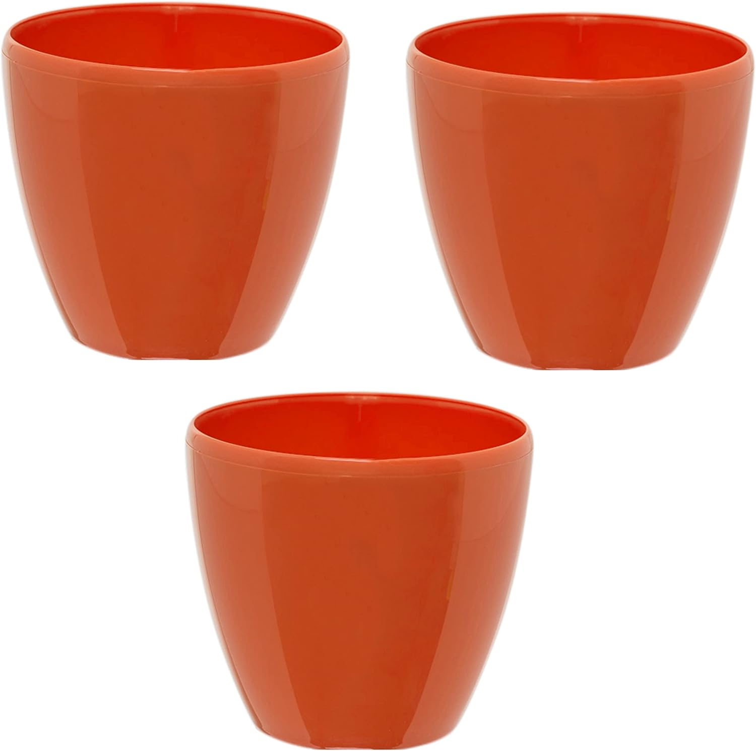 Paquete de 3 macetas de riego automático – Maceta decorativa para interiores y exteriores con cartucho de drenaje e indicador de nivel de agua (8.8