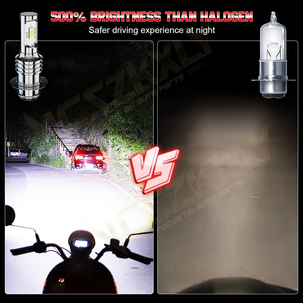 Bombillas LED P15D H6 H6M, compatibles con bombillas LED Polaris Outlaw 90 50 Sportsman 90 110 2007-2019 0453570, 6000 K, blanco, 300% de brillo,