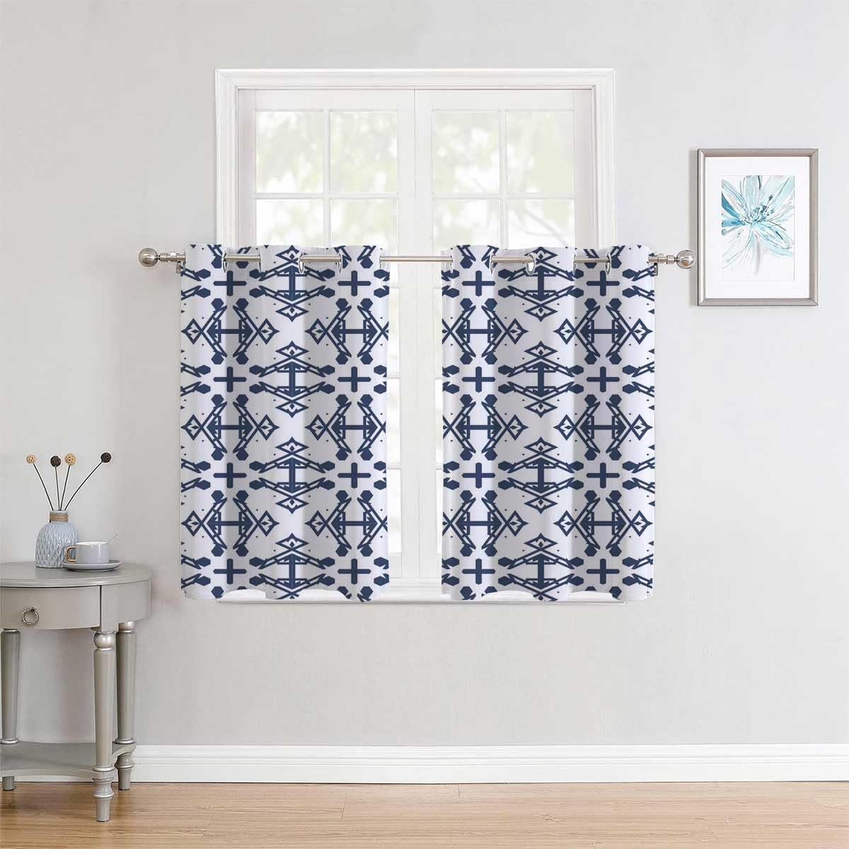 YANFENQI Cortinas para Habitacion Blackout Light Color Geometry Lattice Line Modern Door Curtain Panels Cortinas para Ventanas De Cuarto 63Inch