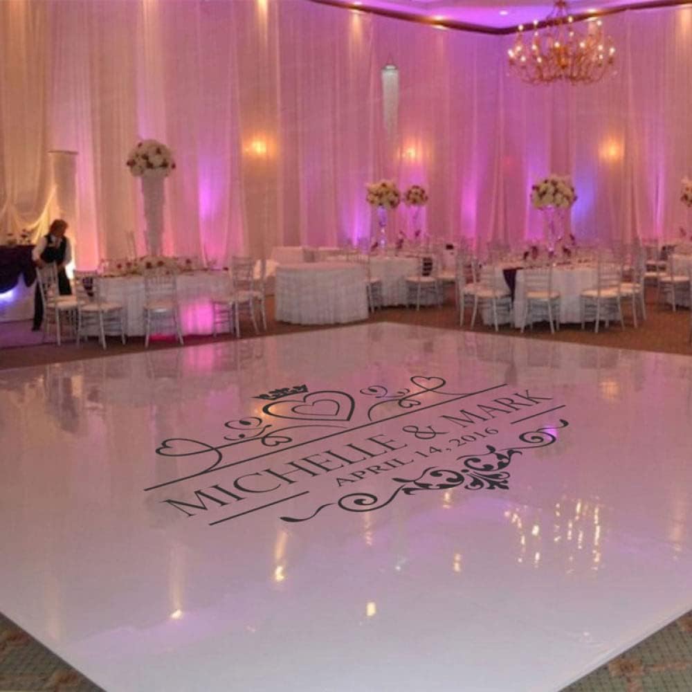 Calcomanía para piso de baile de boda, adhesivo de vinilo con monograma de piso de boda, decoración de fiesta con nombre personalizado y amperio