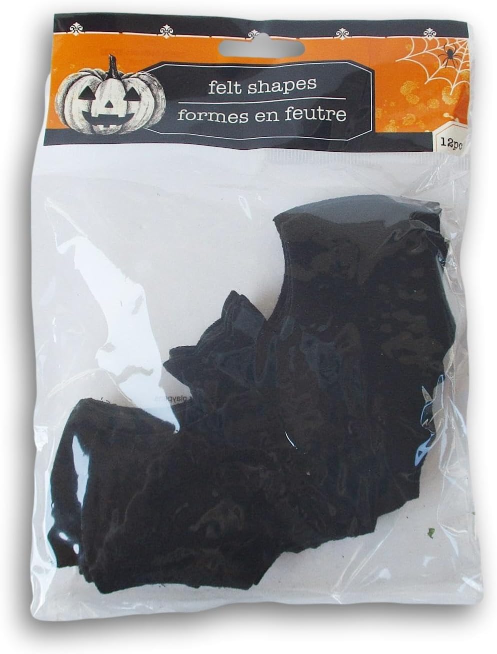 Recortes de formas de fieltro para Halloween, 5.5 pulgadas, ideal para decoración de artes y manualidades, 12 piezas (murciélago)