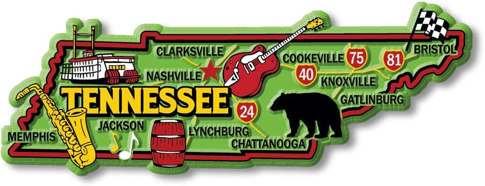 Imán colorido de Tennessee de Classic Magnets, 5.1 x 1.9 pulgadas, recuerdos coleccionables fabricados en los Estados Unidos