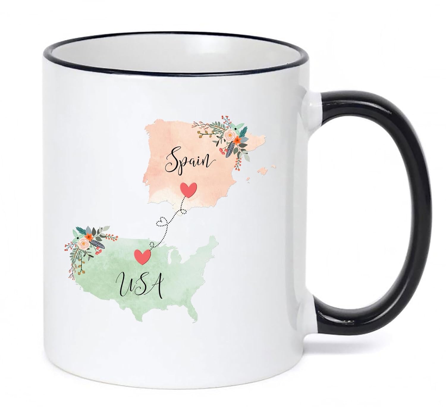 USA Spain Mug Coffee Cup Gift Best Friend Mom Girlfriend Aunt Grandma Birthday Mother’s Day Going Away Present Moving New Job Gifts (11 oz,