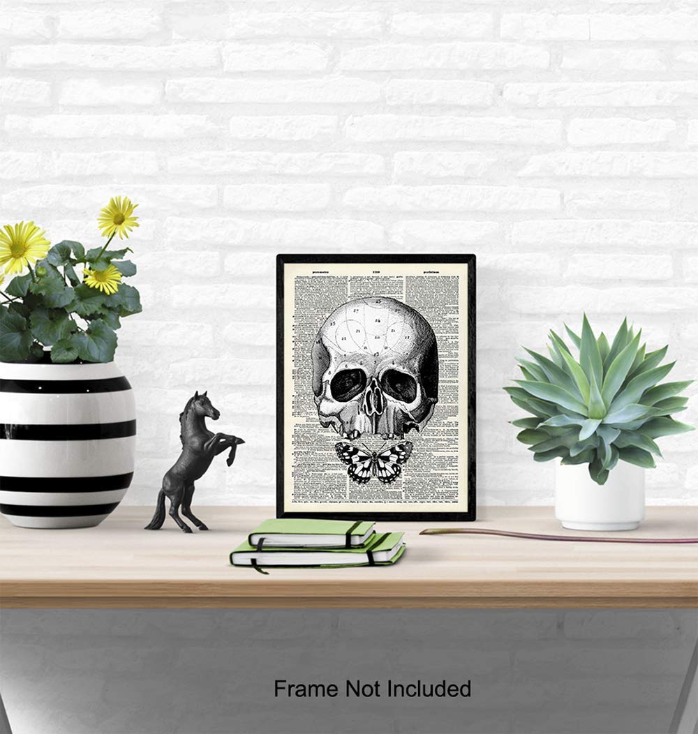 Gothic Skull Wall Art – Skull Wall Decor – Goth Wall Art Room Decor – Goth Butterfly – Gothic Living Room Decor – Gothic Home Decor – Gothic Wall