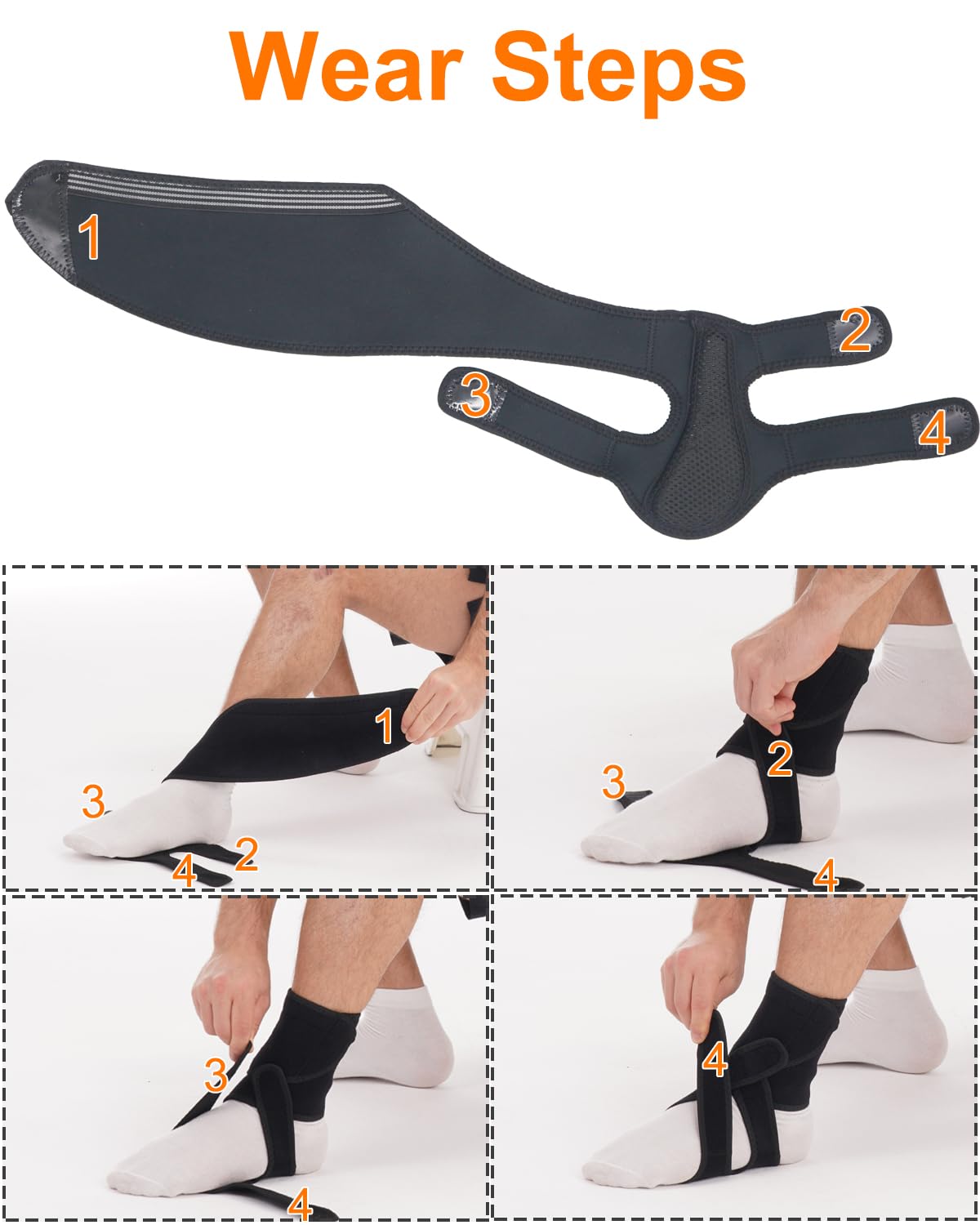 AFO – Soporte de caída para pies, mejora la marcha al caminar, alivia eficazmente el dolor, soporte ajustable de ortesis de pie para dormir,