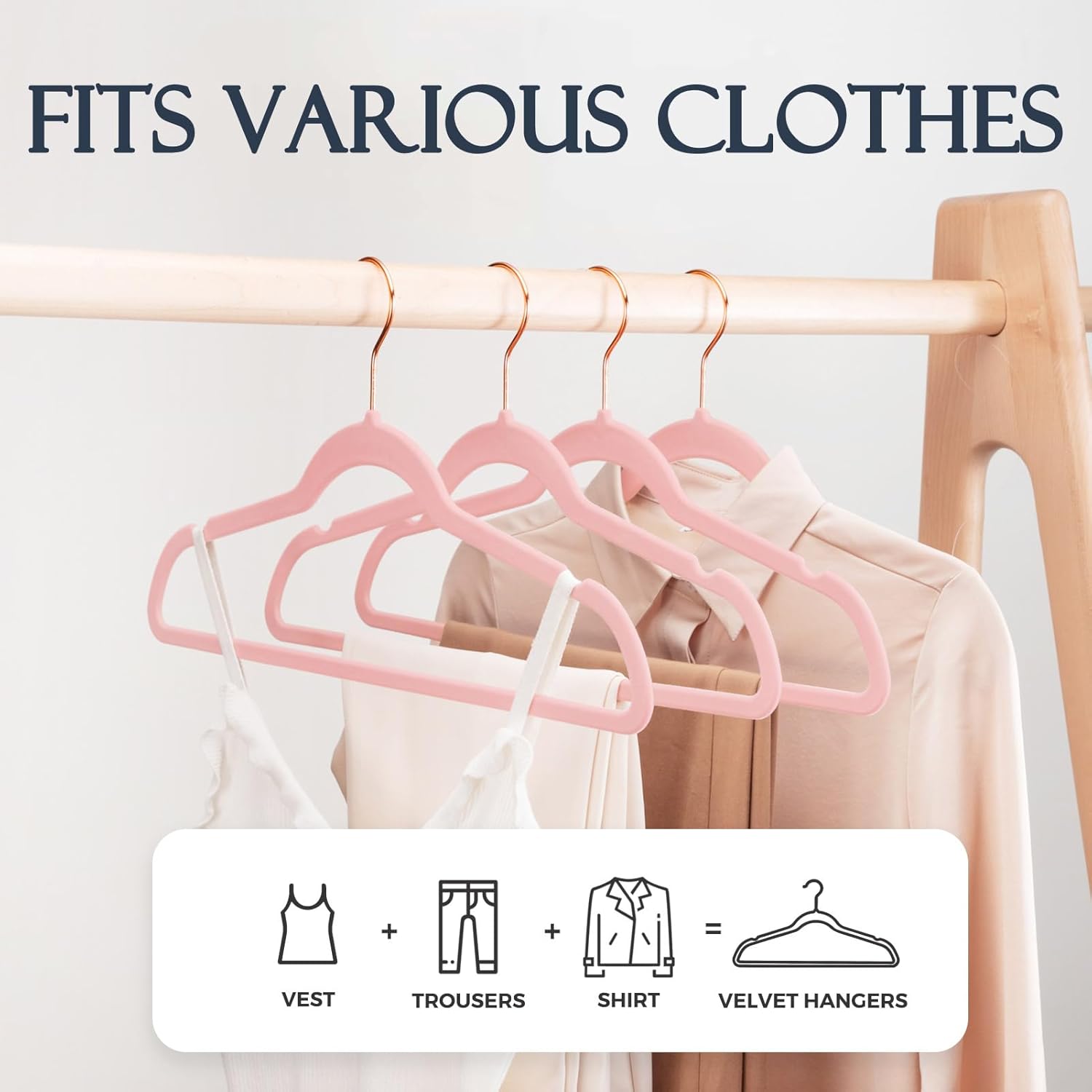 HOUSE DAY – Perchas de terciopelo antideslizantes para trajes (60 unidades)