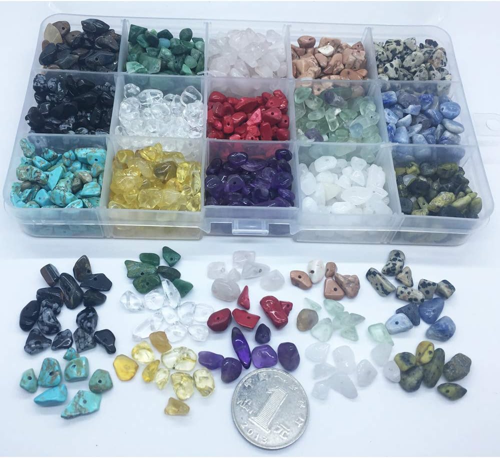 Cuentas de piedras preciosas naturales de forma irregular, chips de piedra de cristal, energía curativa para la fabricación de joyas (15-2)