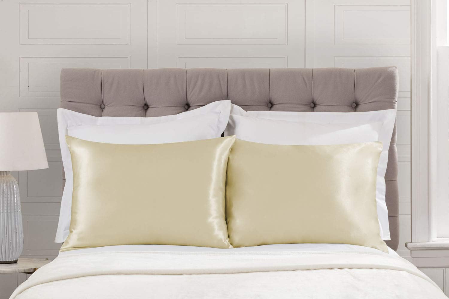 ShopBedding – Lujosa funda de almohada de satén para el cabello, 2 unidades, satinada, estándar, con cremallera, estampado de cebra marrón, Blissford