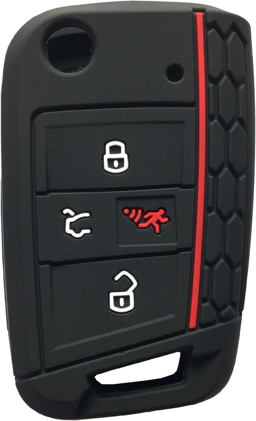 Funda de silicona con 4 botones para control remoto de VW 2016-2017 Golf Polo GTI 2018 2019 Tiguan, no incluye la llave
