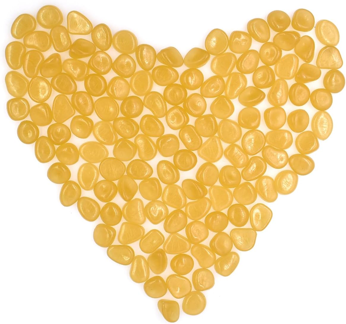 QTTLLI 100 piedras brillantes que brillan en la oscuridad, piedras decorativas para jardín, camino, pasarela, patio, pecera, marrón, amarillo