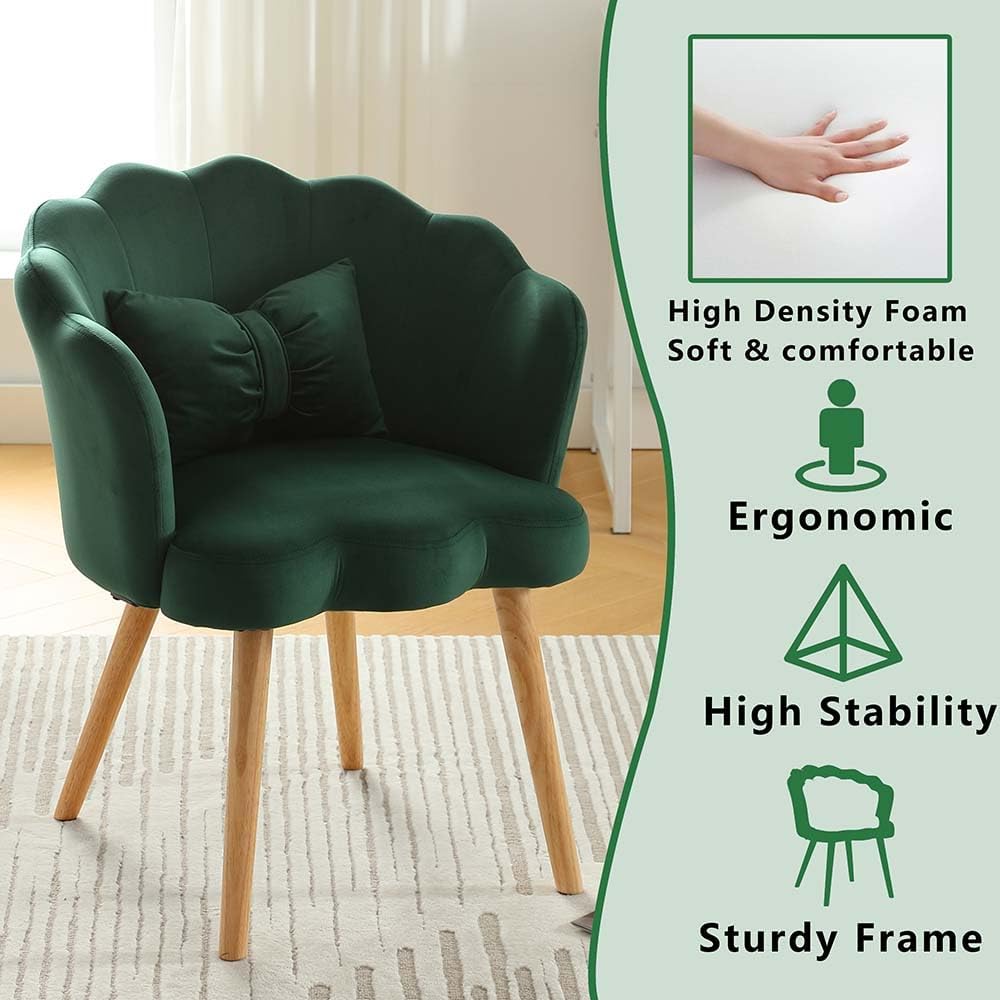 Silla moderna para dormitorio, sillas decorativas de terciopelo para dormitorio, silla de tocador con respaldo, cómodo sillón tapizado con almohada
