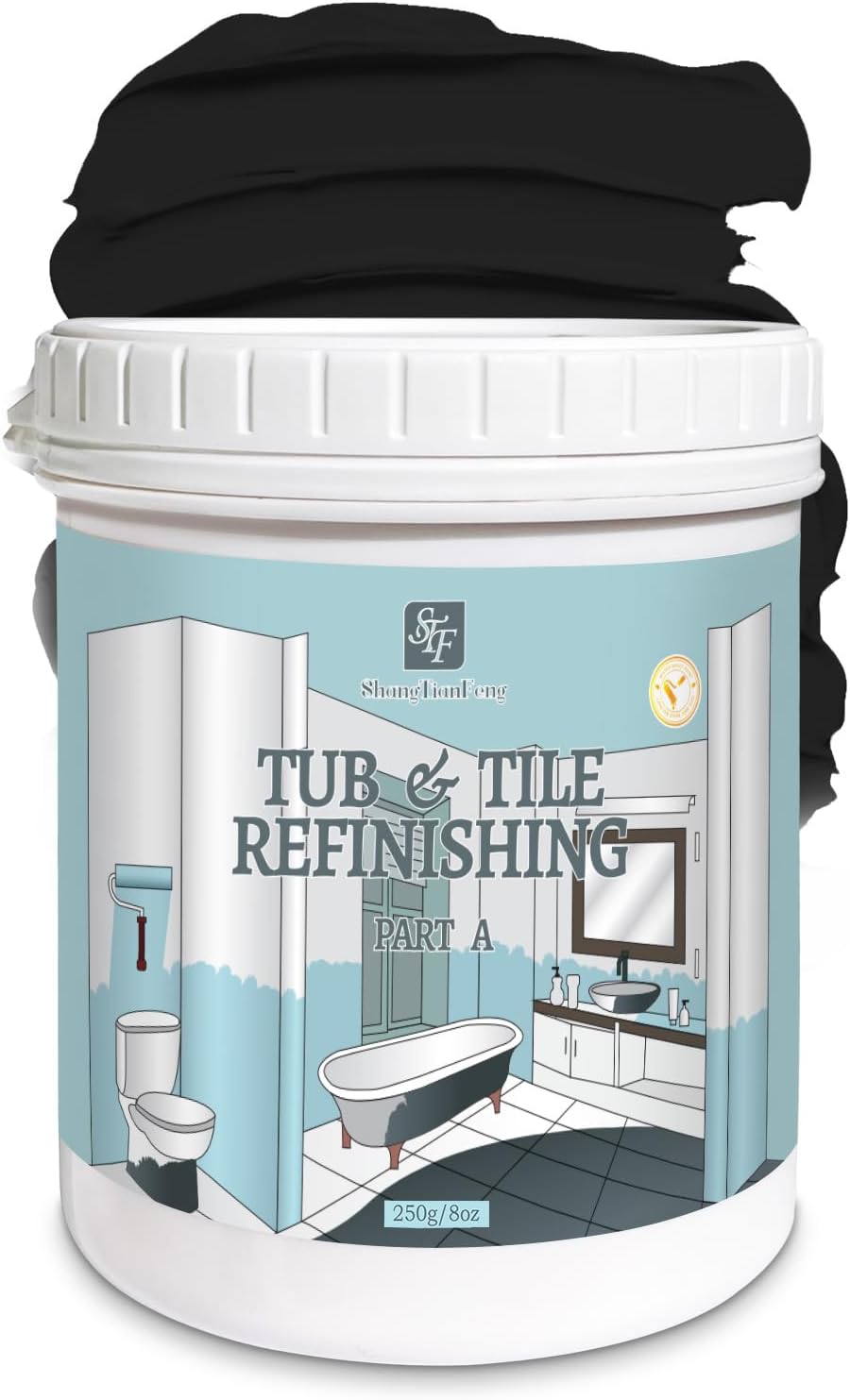 Kit de reacabado de pintura de azulejos de cerámica para pared de baño, bañera, fregadero de pintura (negro12-15 pies cuadrados), fácil de usar,