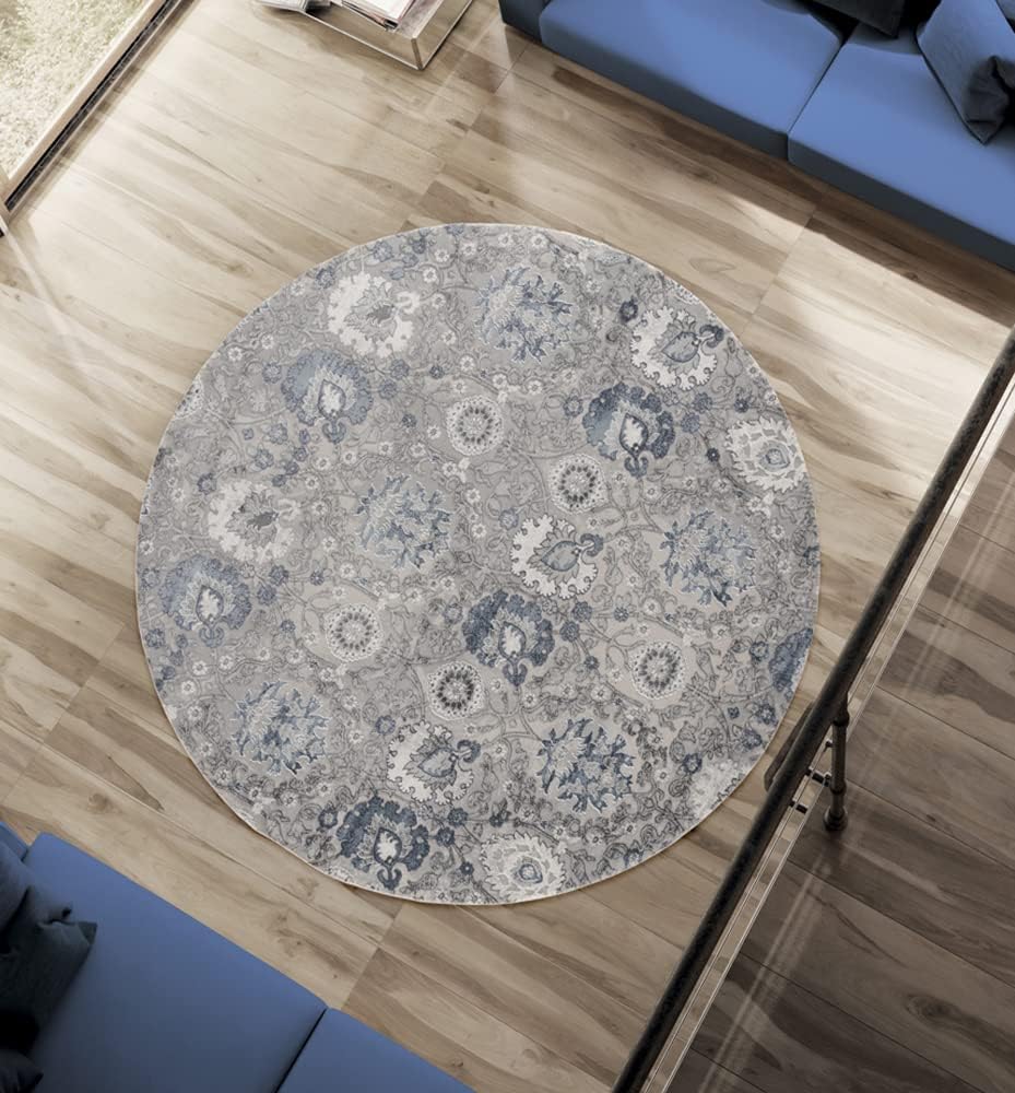 United Weavers Cascades Olallie – Alfombra decorativa floral azul de 1 pies 11 pulgadas x 3 pies