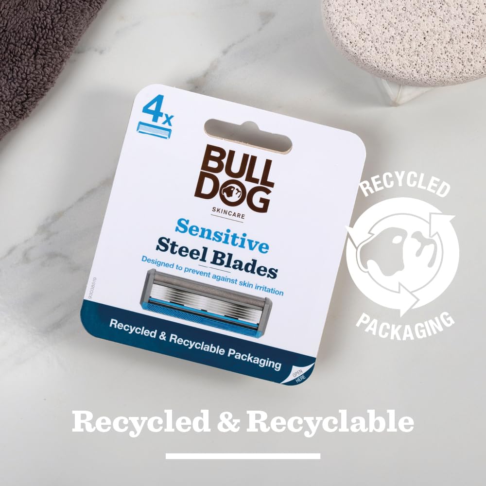 Bulldog 4 cuchillas de afeitar de bambú sensibles para el cuidado de la piel