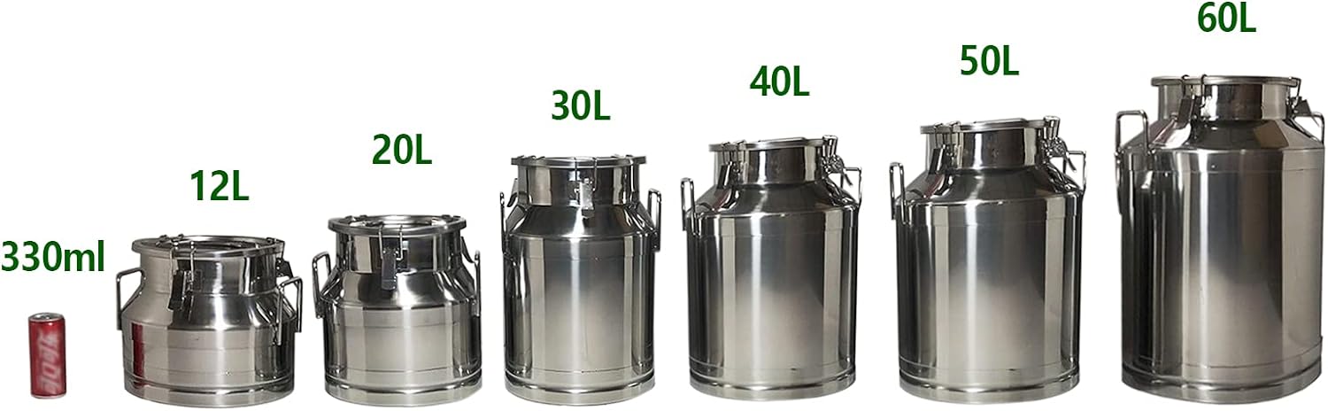 20L 5.25 galones de acero inoxidable lata de leche, jarra de leche cubo de vino cubo botella contenedor líquido almacenamiento Wtapa sellada de