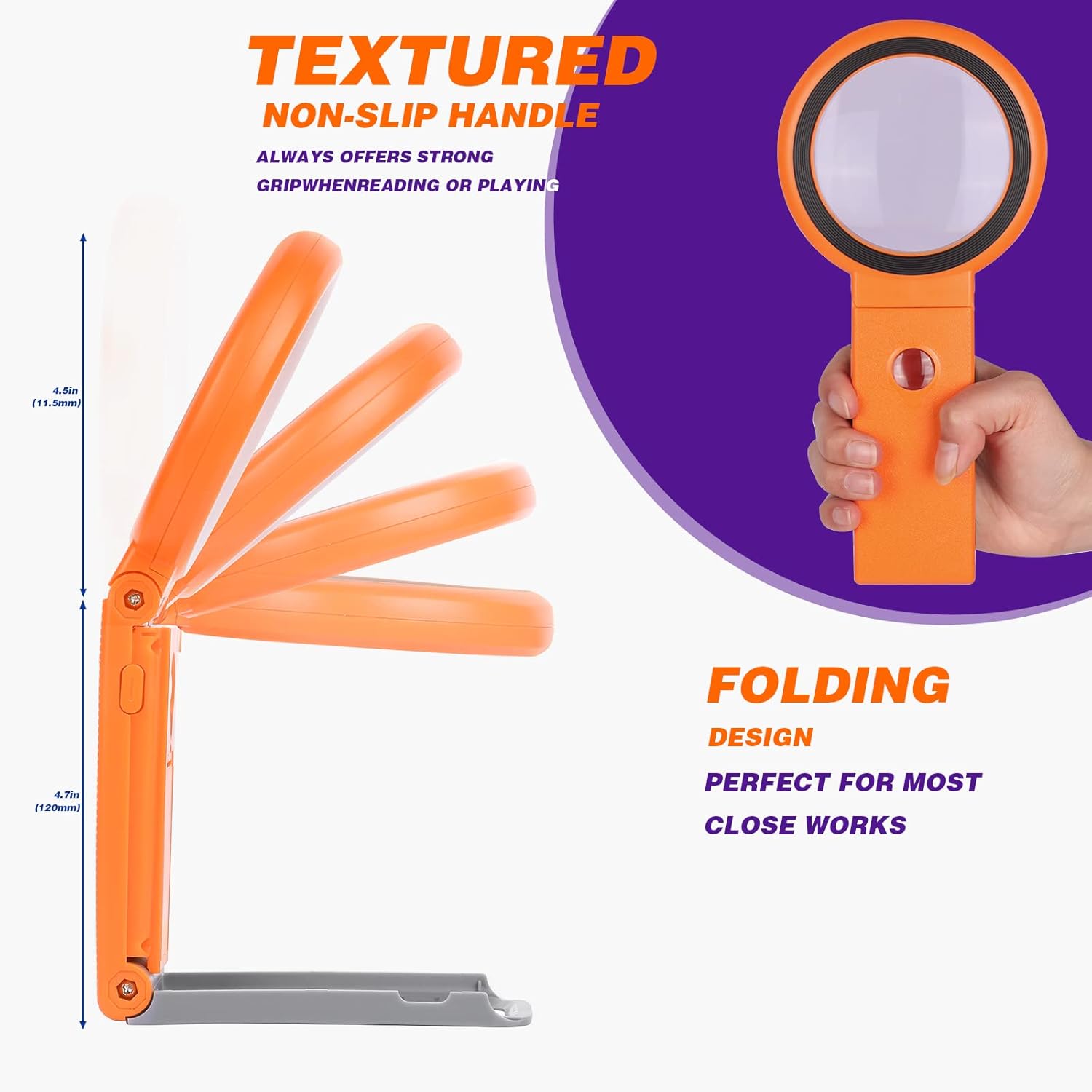 Lupa de 30 x 40X con luz y soporte, lupa plegable de mano con 18 luces LED iluminadas para degeneración macular, lectura de personas mayores,