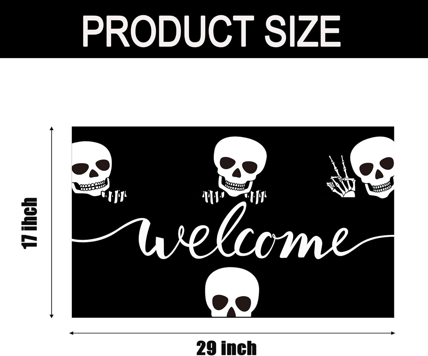 Felpudo de calavera para la entrada del hogar, tapete de bienvenida para puerta delantera, tapete de goma antideslizante divertido para interiores y