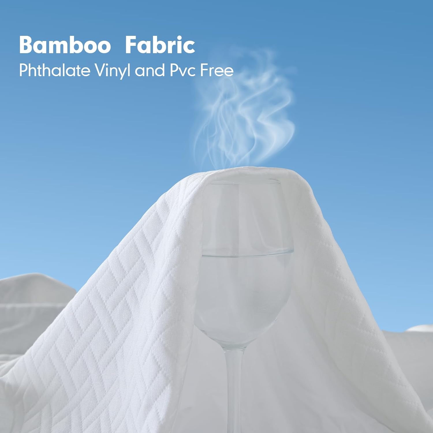 Protector de colchón 100% impermeable, funda de colchón de bambú transpirable 3D de tela de aire refrescante con bolsillo profundo de 14 pulgadas,