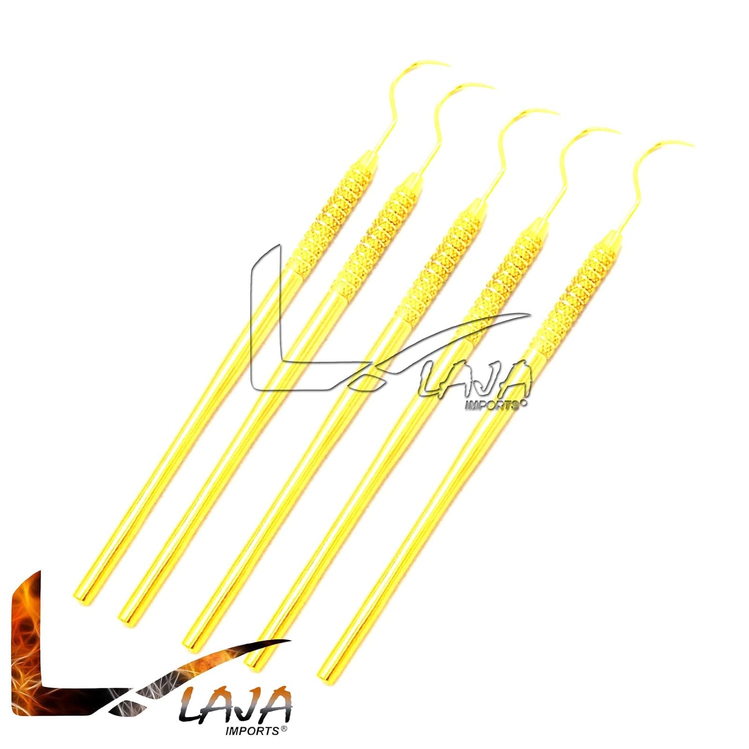 LAJA Imports Endodontic Explorer 23 – Escaleras de diagnóstico dental (5 piezas), color dorado