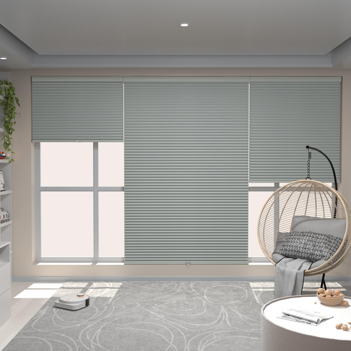 MYshade Persianas opacas sin cordones para oscurecer la habitación, persianas celulares con diseño de panal para ventanas de interior, fáciles de