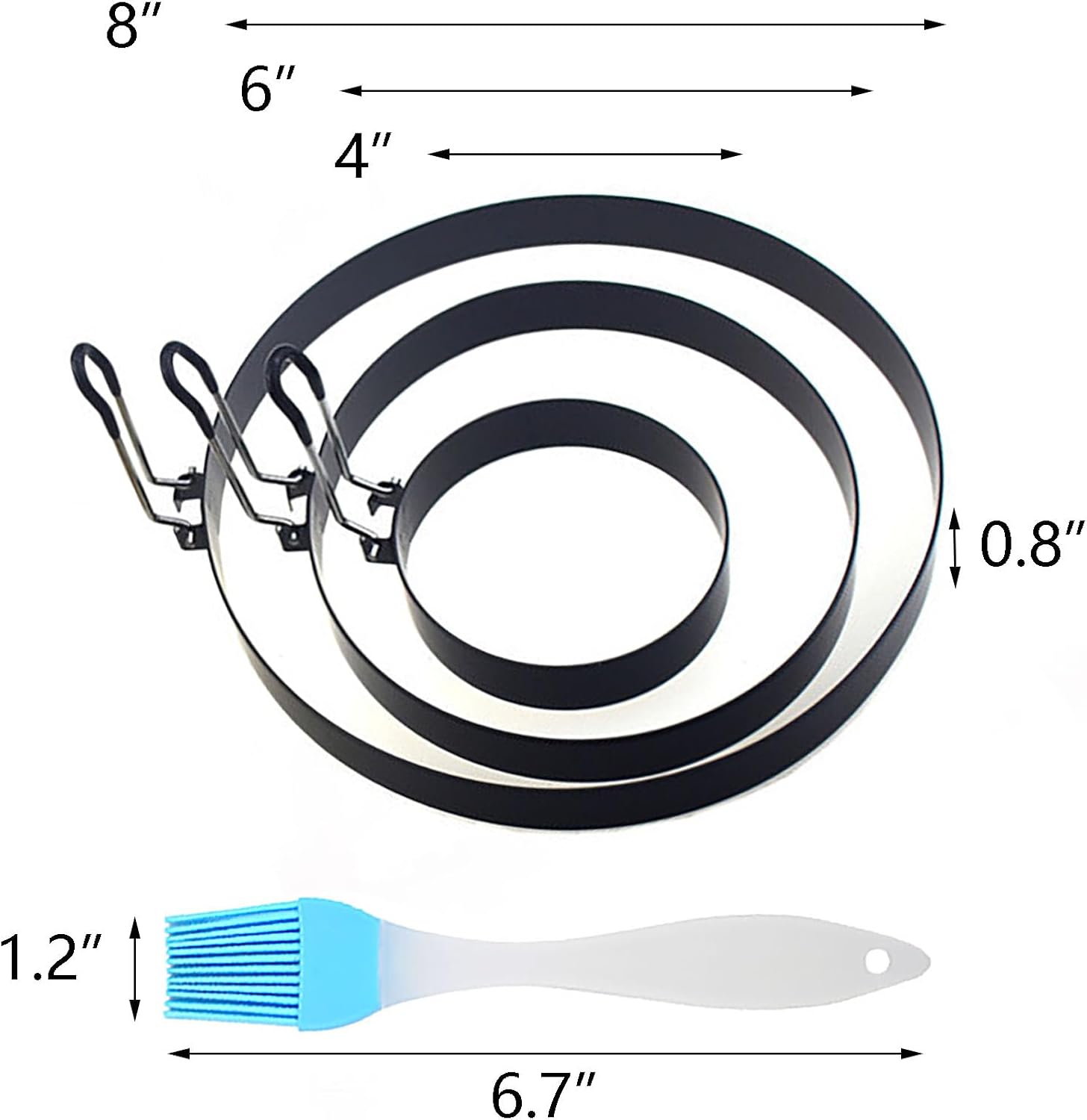 Juego de anillos de huevo de acero inoxidable, molde redondo para tortitas de huevo con asa, molde antiadherente para huevos, molde para panqueques