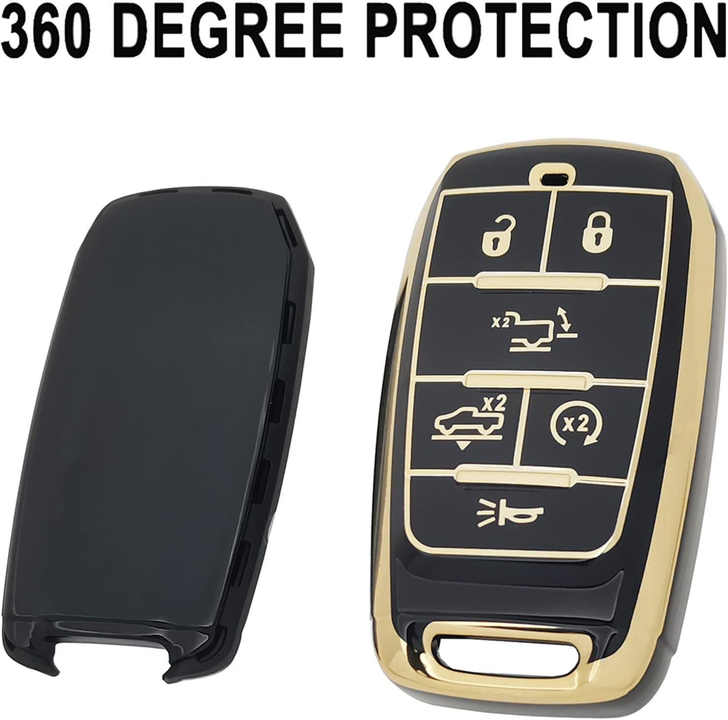 Funda para llavero para RAM 1500 2019-2020, protector de piel, accesorios de funda de entrada sin llave (negro)