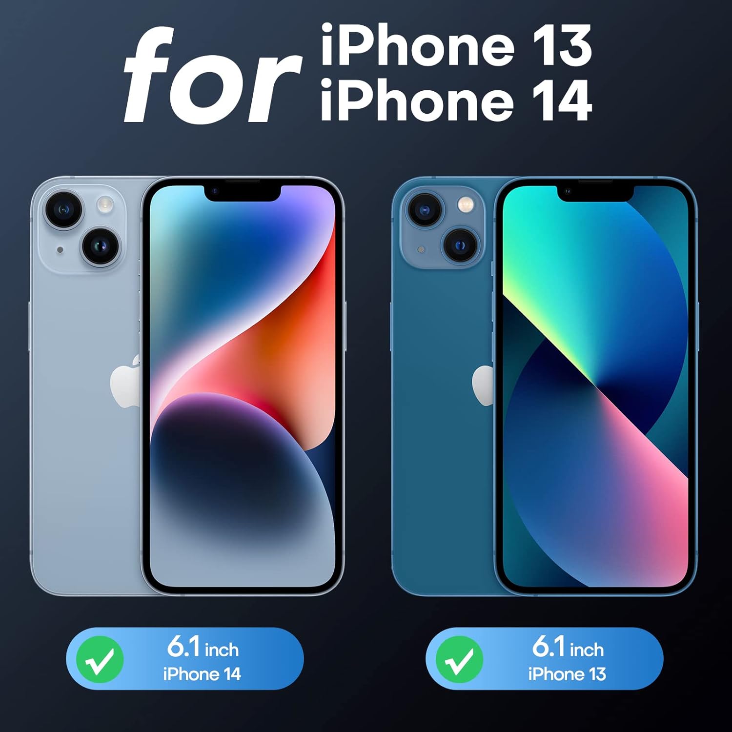 TAURI Funda magnética 5 en 1 diseñada para iPhone 13 para iPhone 14, compatible con MagSafe con 2 protectores de pantalla + 2 protectores de lente