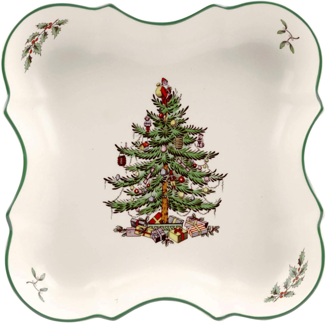Spode Bandeja Devonia para árbol de Navidad, cuenco de 8.5 pulgadas hecho de loza fina, cuenco poco profundo para ensalada, pasta y frutas, apto