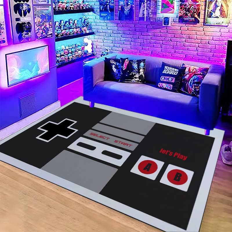 MELONE Alfombra grande con estampado de videojuegos, para decoración de sala de juegos, decoración de dormitorio de niños, impresión 3D, decoración