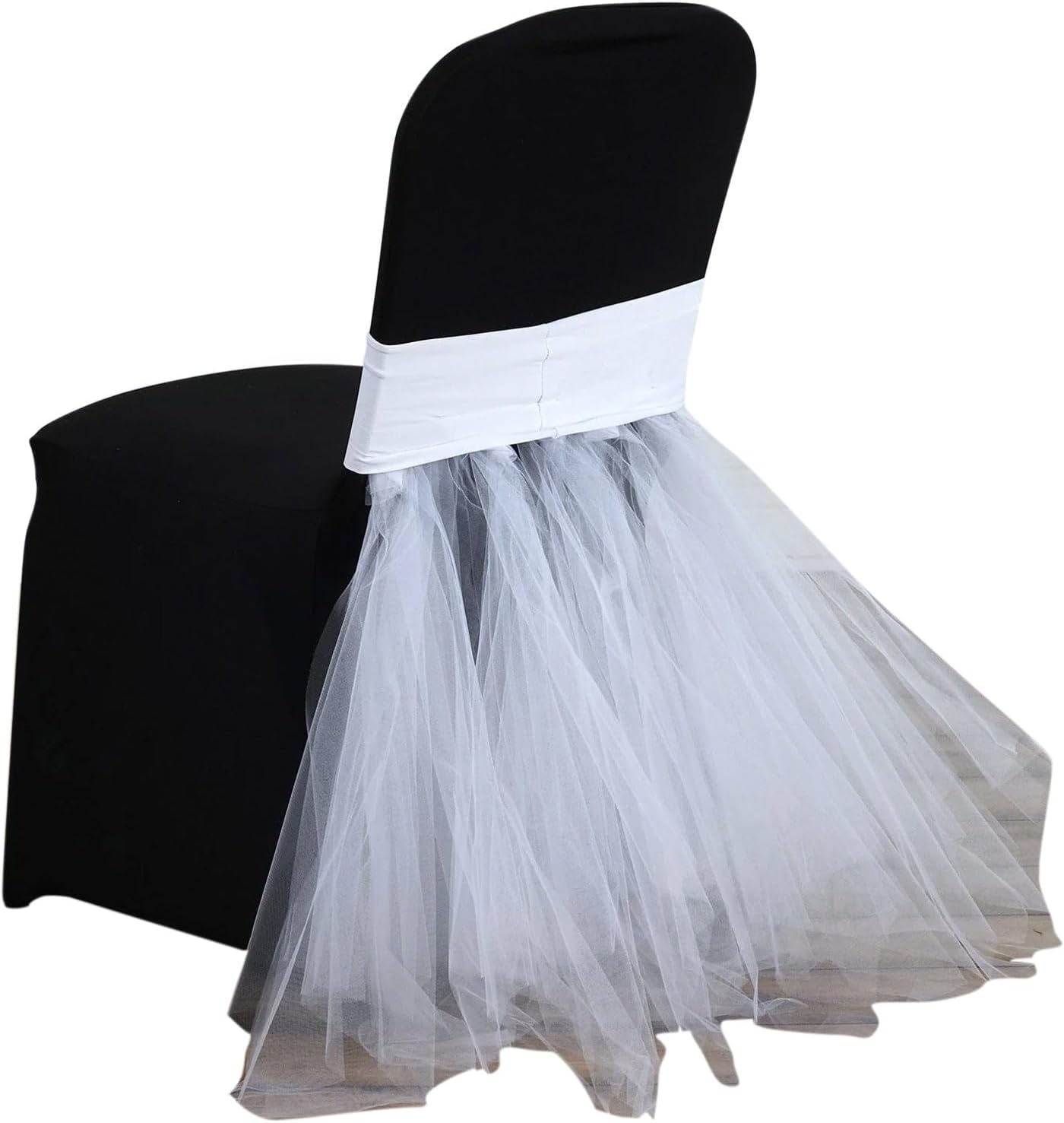 Efavormart – Falda tutú para silla de elastano blanco, 100 unidades, decoración de silla para eventos de boda