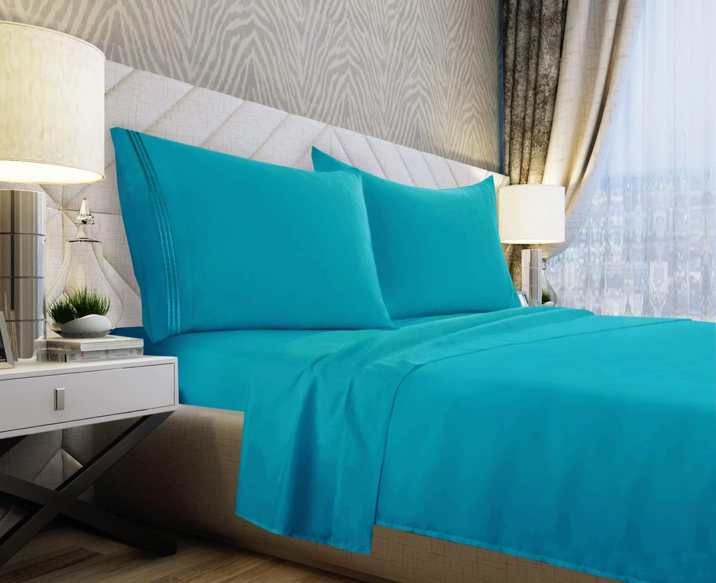 Juego de sábanas tamaño individual XL, sábanas y fundas de almohada de 4 piezas para hotel de lujo de la serie 1800, sábanas ultrasuaves,