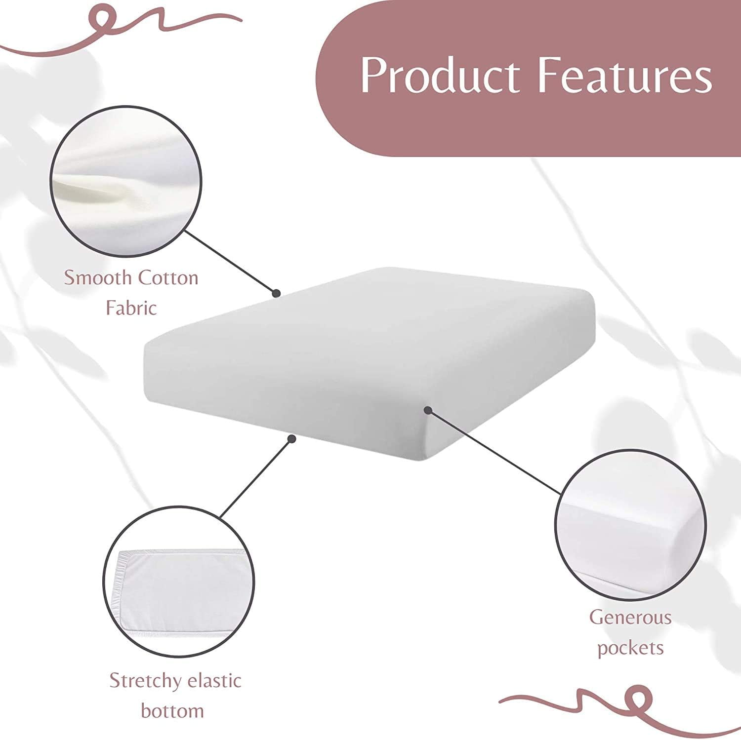 Superity Linen Sábana bajera blanca para cuna, 100% algodón, solo telas de calidad usadas y transpirables, se pueden lavar y secar a máquina, 28 x