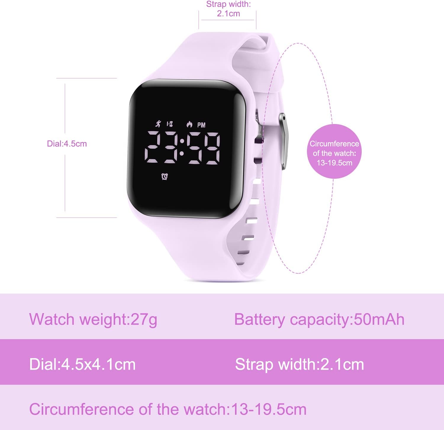 NN BEN NEVIS Reloj digital para niños y niñas, reloj deportivo con rastreador de fitness, reloj despertador, cronómetro, sin aplicación y resistente