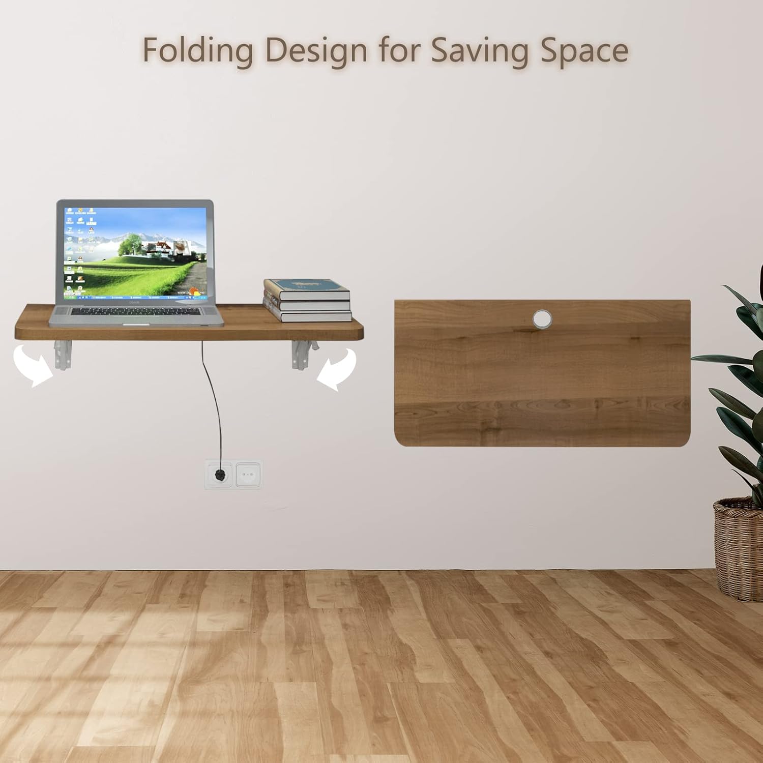 Pmnianhua Mesa plegable de 31 pulgadas para montar en la pared, escritorio de pared plegable, escritorio flotante para oficina en casa, espacio