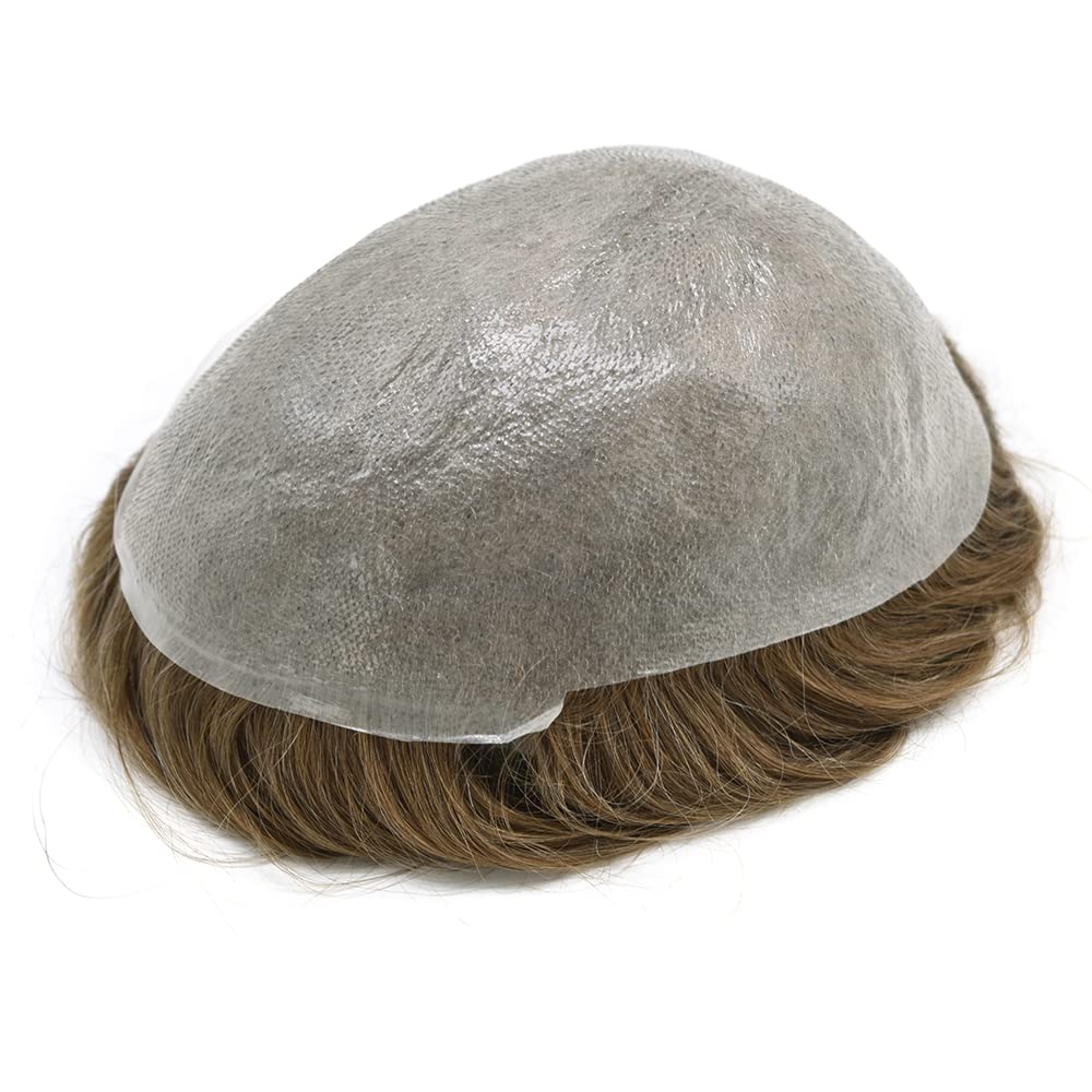 Toupee para hombres, pieza de cabello humano real, piezas de pelo de piel ultra fina para hombres, sistema de reemplazo de cabello para hombre, tupé