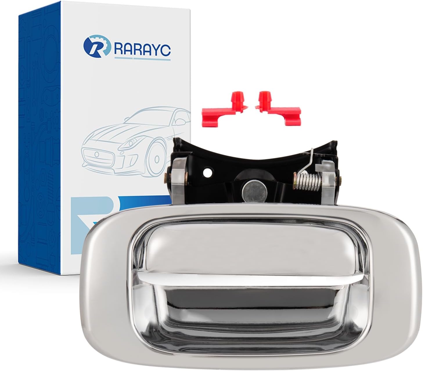 RARAYC Manija de puerta trasera y bisel cromados  Reemplazo para Chevy Silverado GMC Sierra 1500 2500 3500 1999-2007  Reemplaza# 15997911, 15228539,