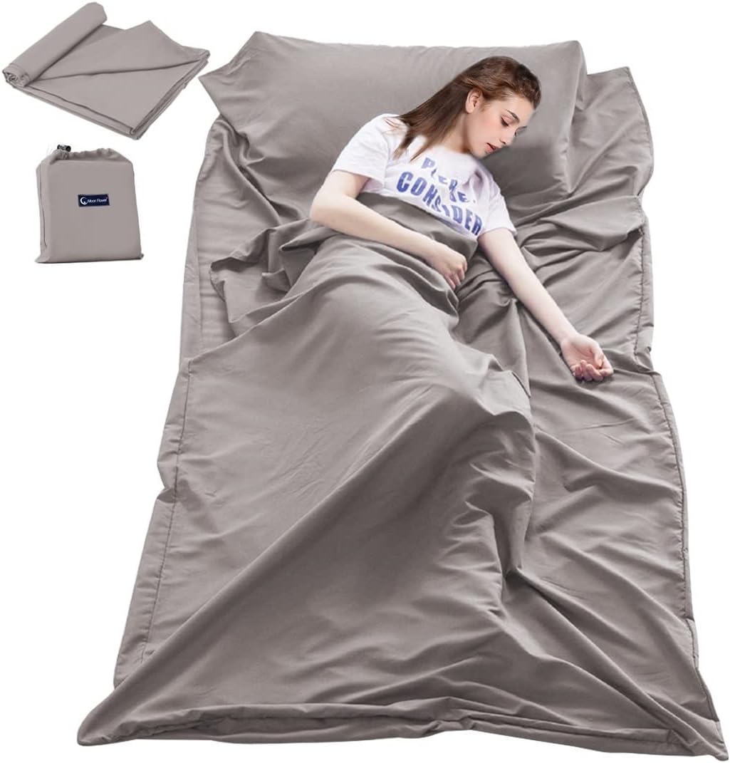 Bolsa de dormir para viajes, sábana de campamento, ligera, bolsa de dormir compacta, ligera, transpirable, cálida, espaciosa, para campamento,