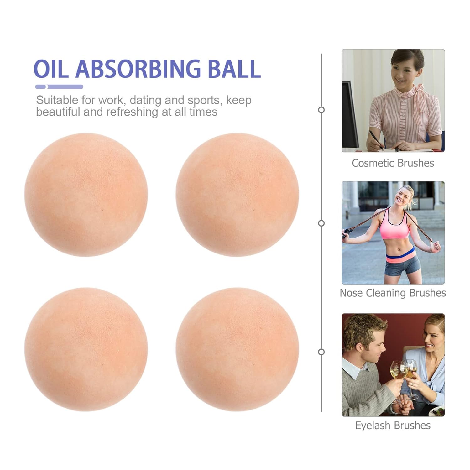 SOLUSTRE Bola de rodillo de piedra volcánica, 4 unidades, bola de piedra volcánica, bola de absorción de aceite facial, bola de reemplazo de aceite