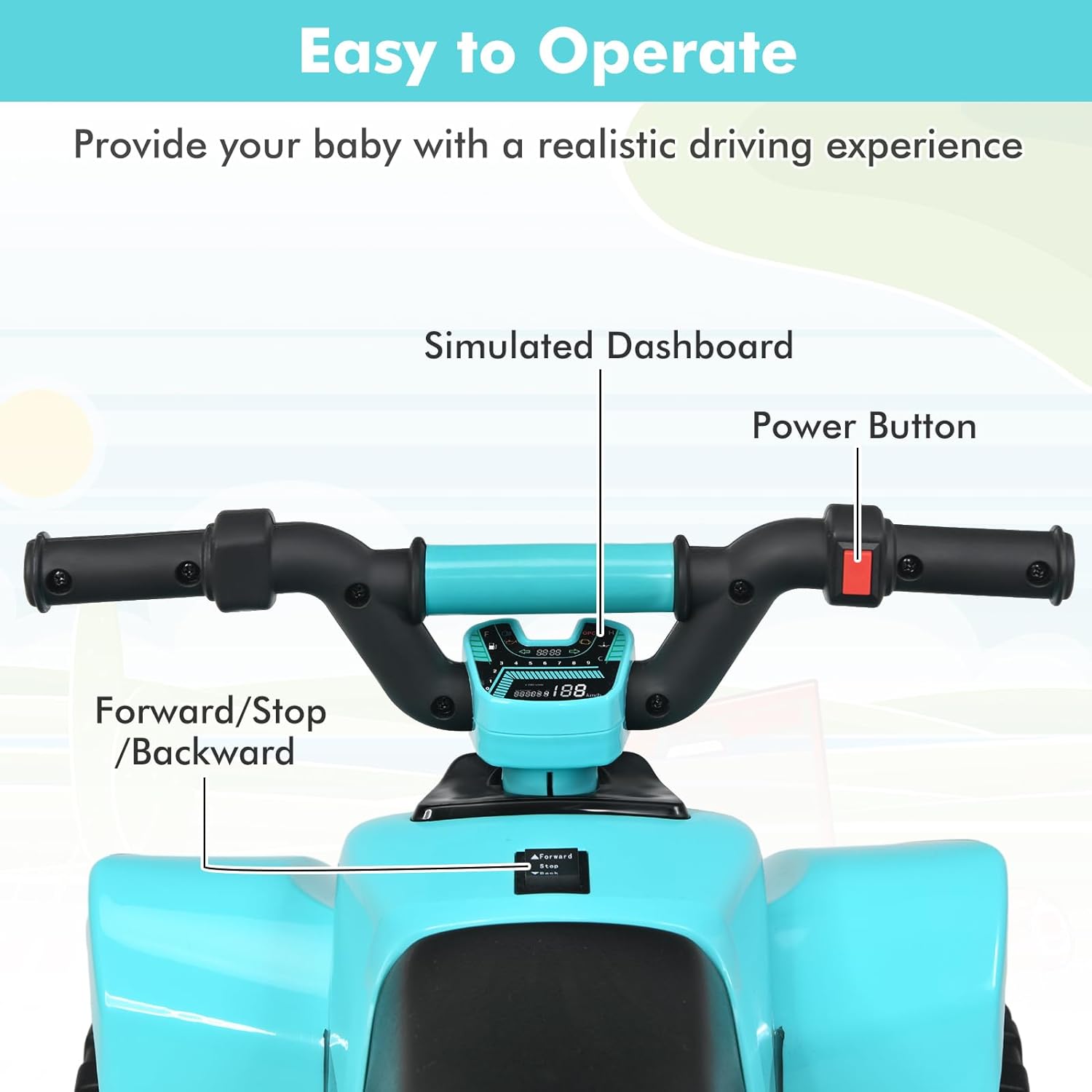 DORTALA ATV para niños, auto de juguete motorizado alimentado por batería de 6 V con velocidades altasbajas, ruedas antideslizantes, Quad eléctrico